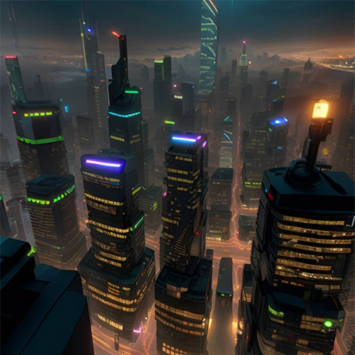 A Cyberpunk City Skyline At Night Gxxewnru