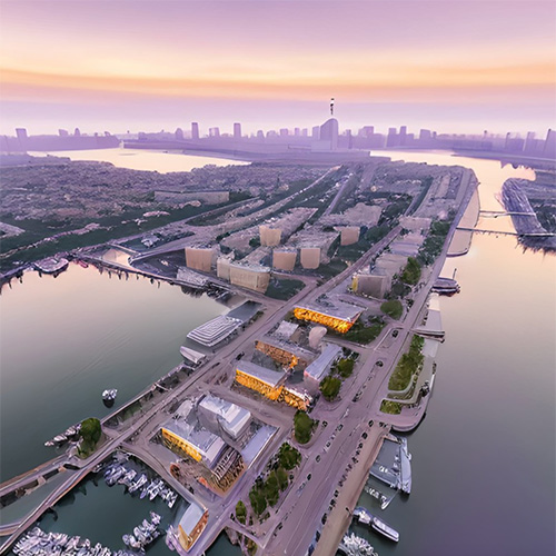 A Body Of Water With Many Boats In It And A Sunset Lhjjztc4